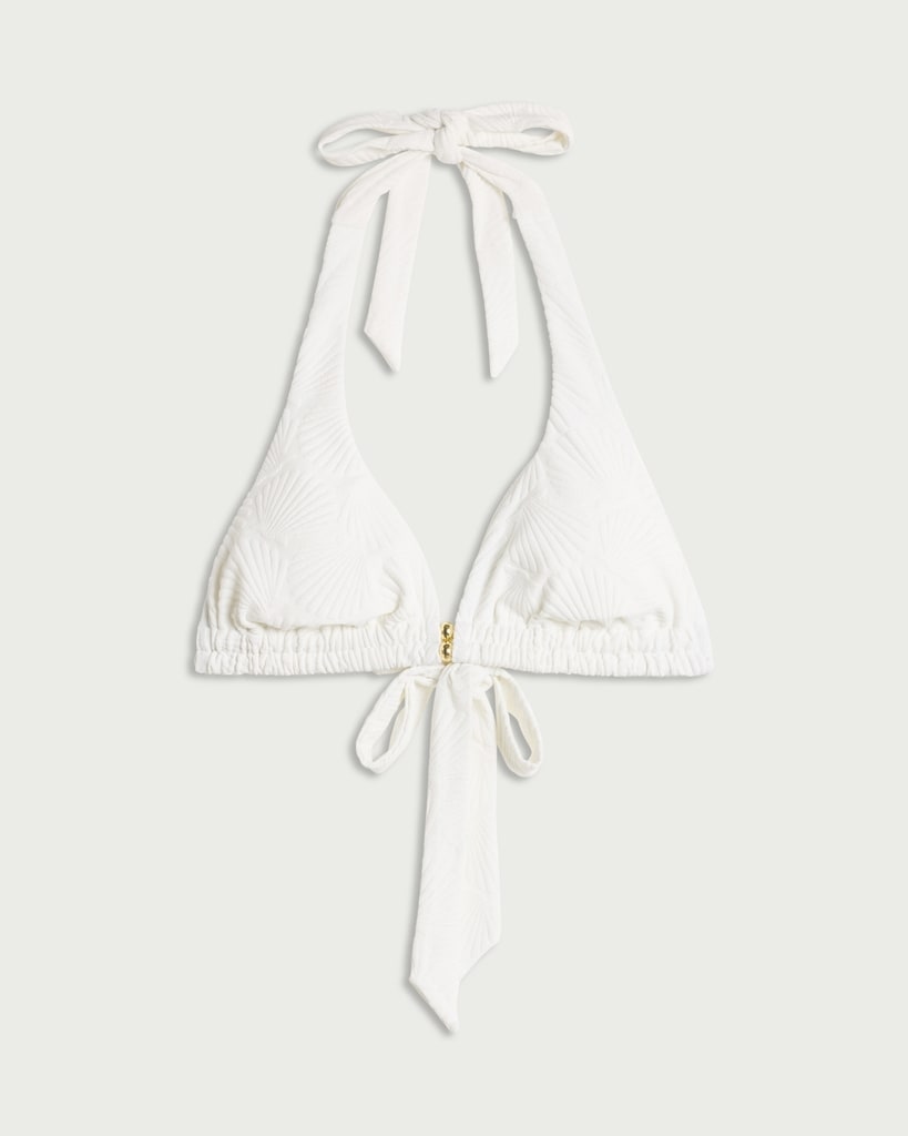F&F Textured Shell Halter Neck Bikini Top in Cream thumbnail 4