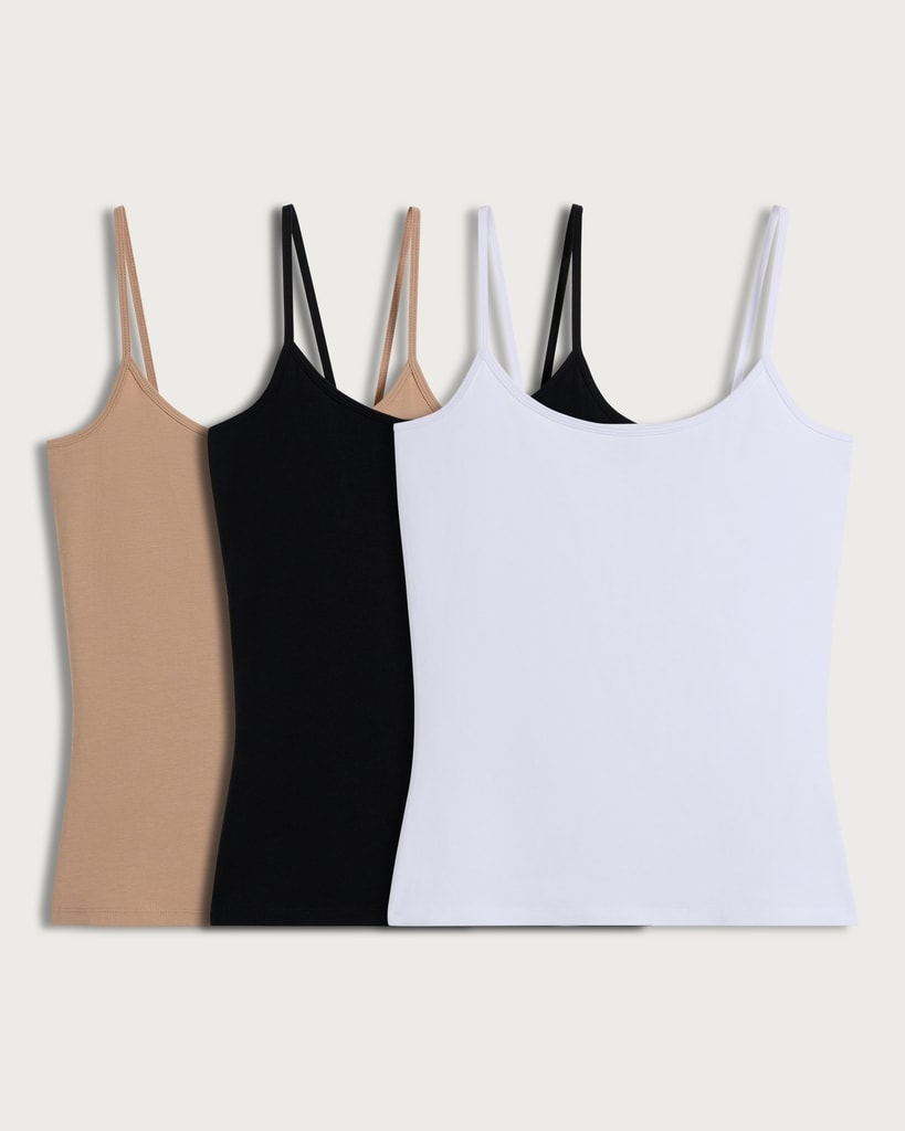 F&F 3-Pack Cotton Rich Strappy Vests in Multi thumbnail 4