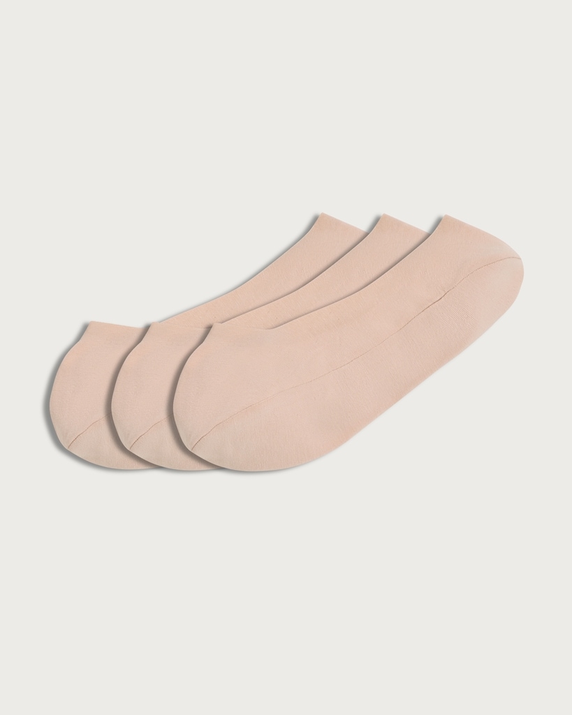F&F 3-Pack Cotton Rich Footlets in Nude