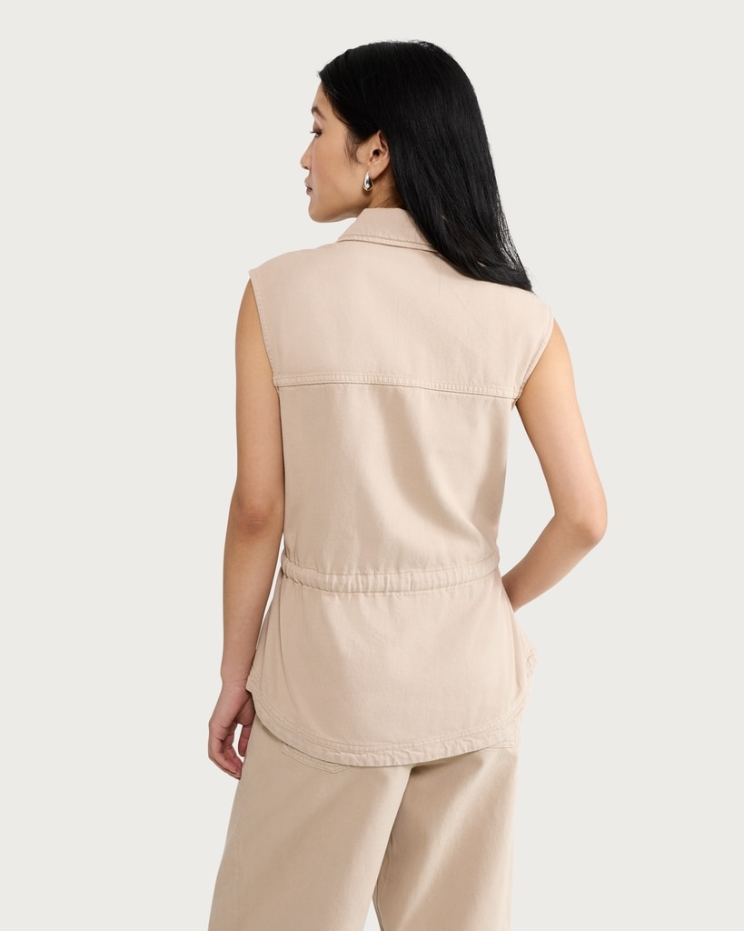 F&F Pure Cotton Utility Belted Co-ord Waistcoat in Stone thumbnail 3