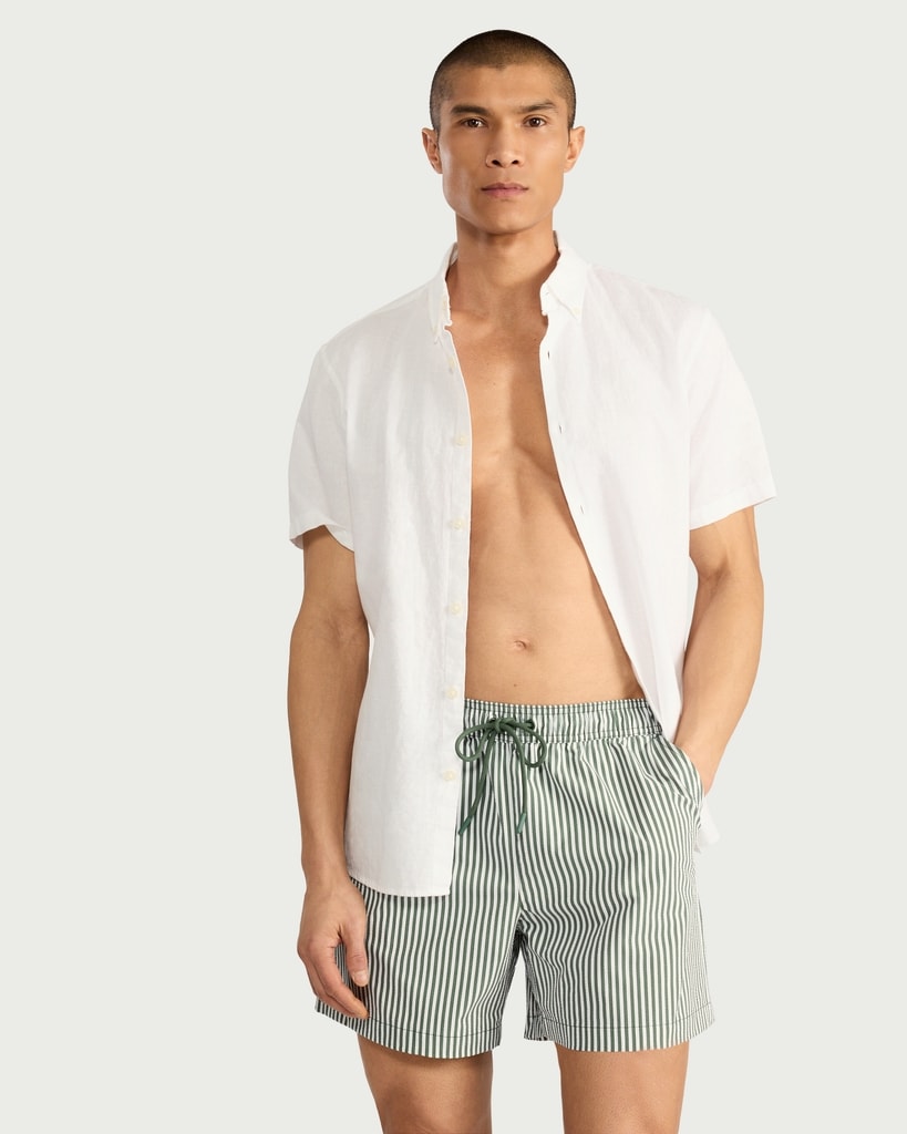 F&F Seersucker Swim Shorts in Khaki