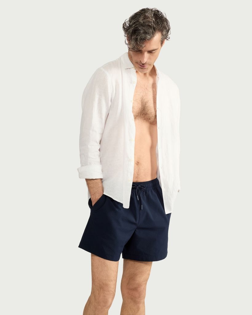 F&F Textured Drawstring Swim Shorts in Navy