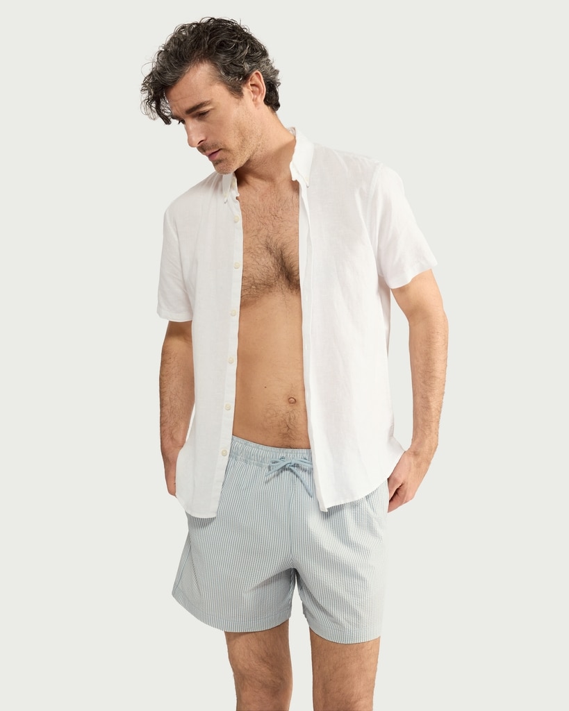 F&F Seersucker Swim Shorts in Blue