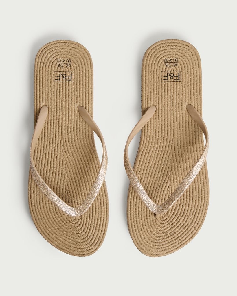F&F Glitter Strap Flip Flops in Gold thumbnail 2