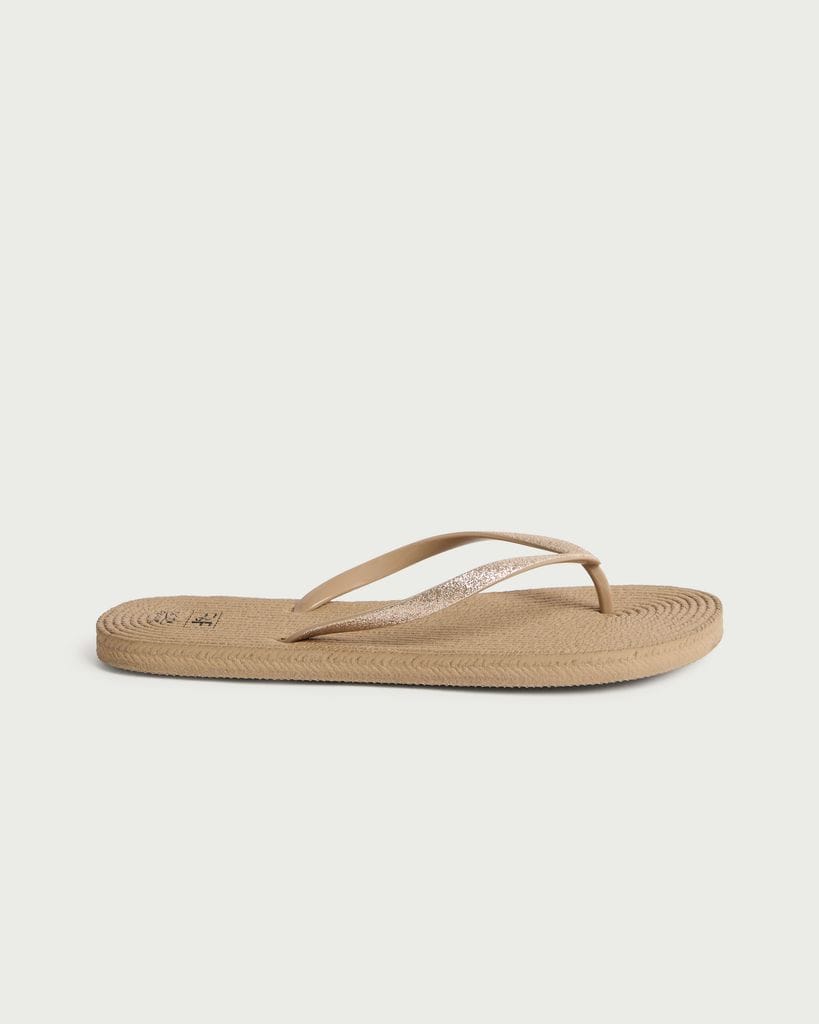 F&F Glitter Strap Flip Flops in Gold