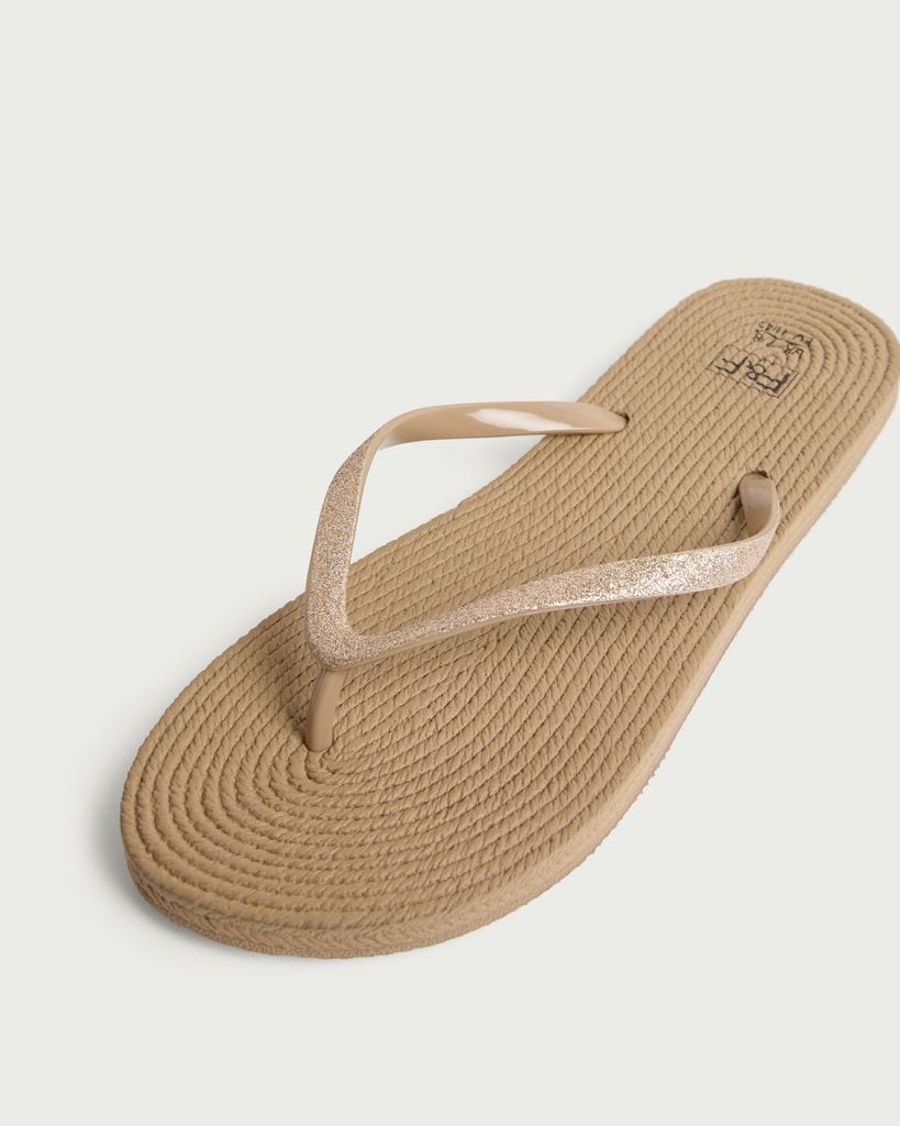 F&F Glitter Strap Flip Flops in Gold thumbnail 3