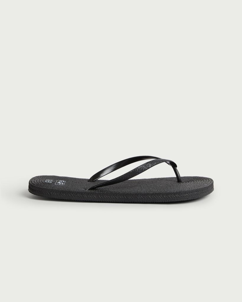 F&F Glitter Strap Flip Flops in Black