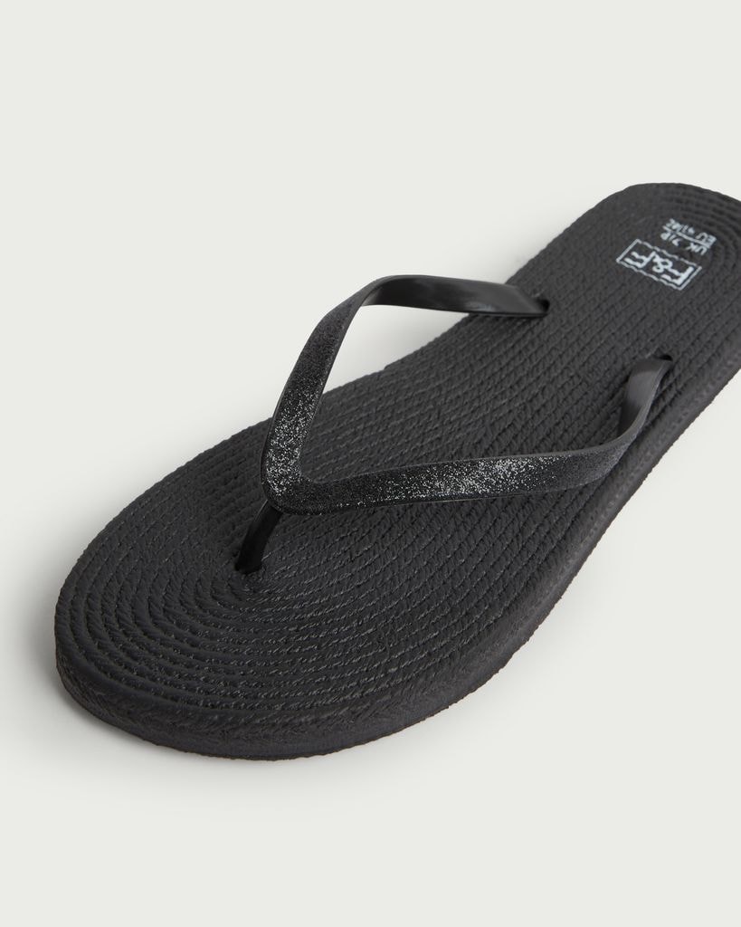 F&F Glitter Strap Flip Flops in Black thumbnail 3
