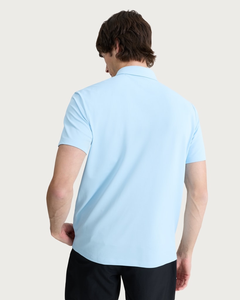 F&F Active TECHSPORT Textured Short Sleeved Polo Shirt in Blue thumbnail 3