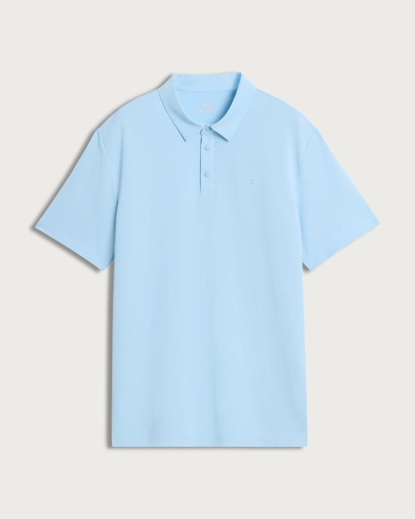 F&F Active TECHSPORT Textured Short Sleeved Polo Shirt in Blue thumbnail 4