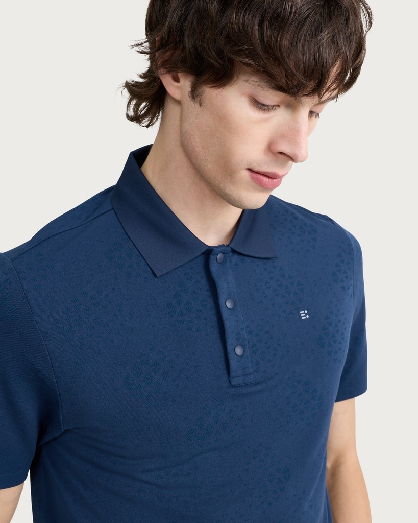 F&F Active ULTRARUN Seam Free Patterned Polo Shirt in Navy