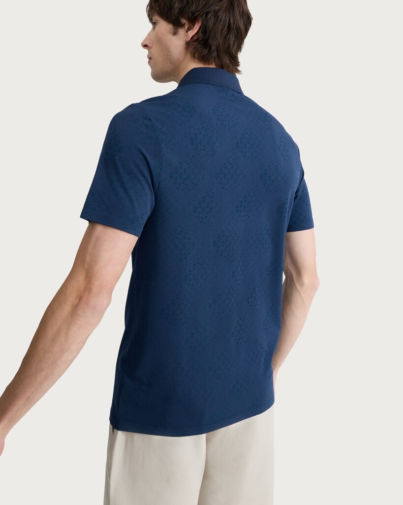 F&F Active ULTRARUN Seam Free Patterned Polo Shirt in Navy thumbnail 3