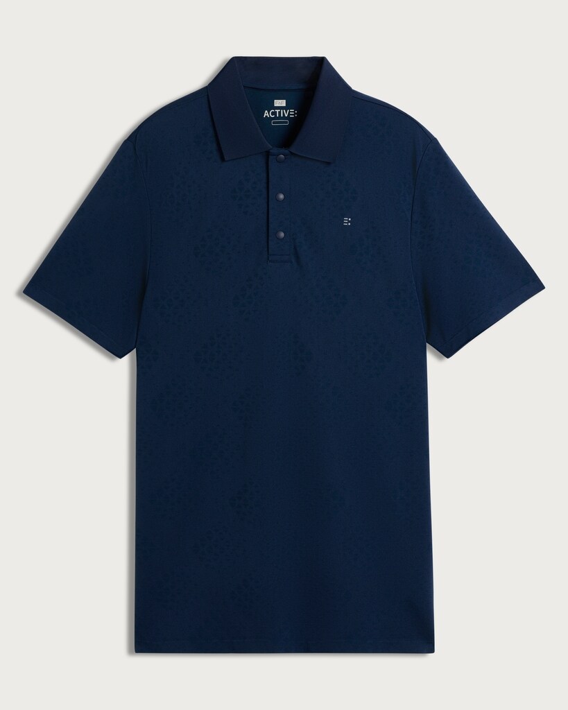 F&F Active ULTRARUN Seam Free Patterned Polo Shirt in Navy thumbnail 4