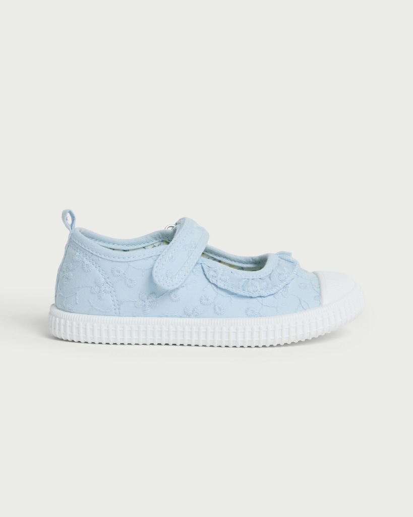 F&F Girls Floral Embroidered Mary Jane Shoes in Blue