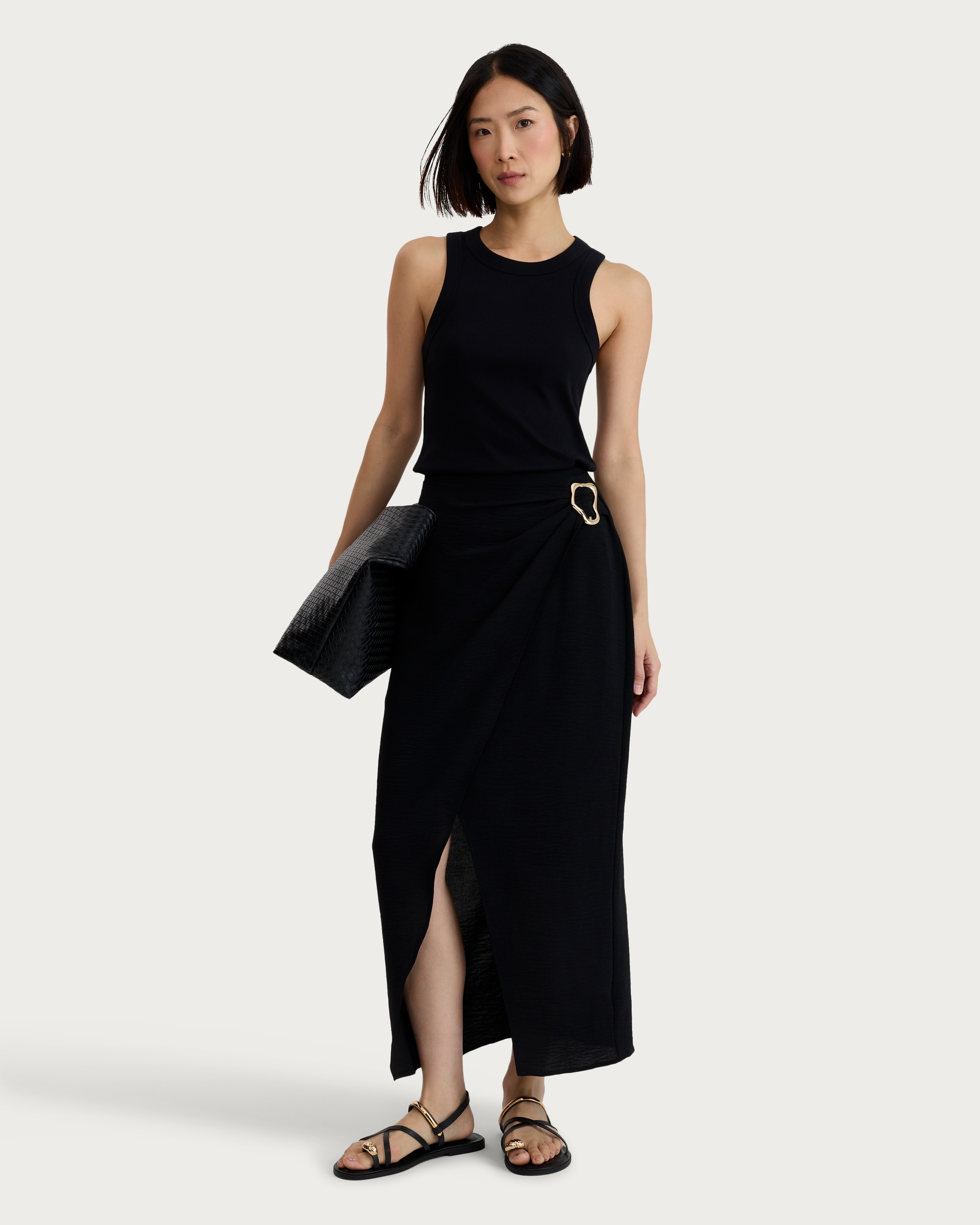 F&F Buckle Split Hem Midi Co-ord Skirt in Black