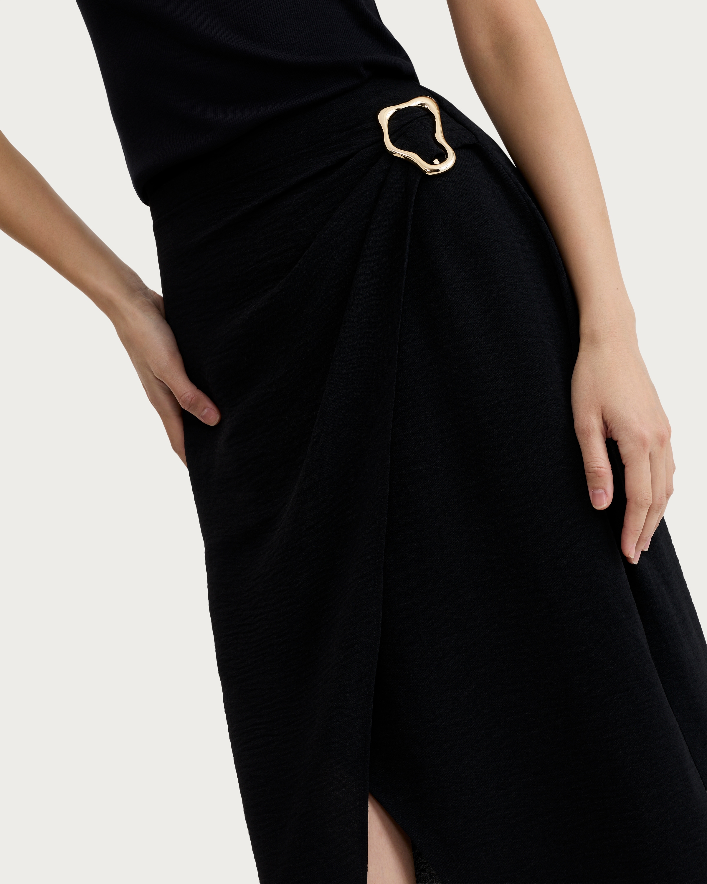 F&F Buckle Split Hem Midi Co-ord Skirt in Black thumbnail 2