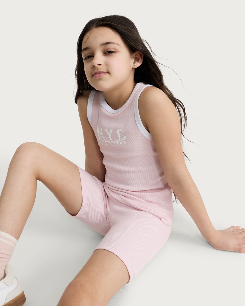 F&F Girls 2-Pack Cotton Rich Ribbed Vests in Multi Pink thumbnail 2
