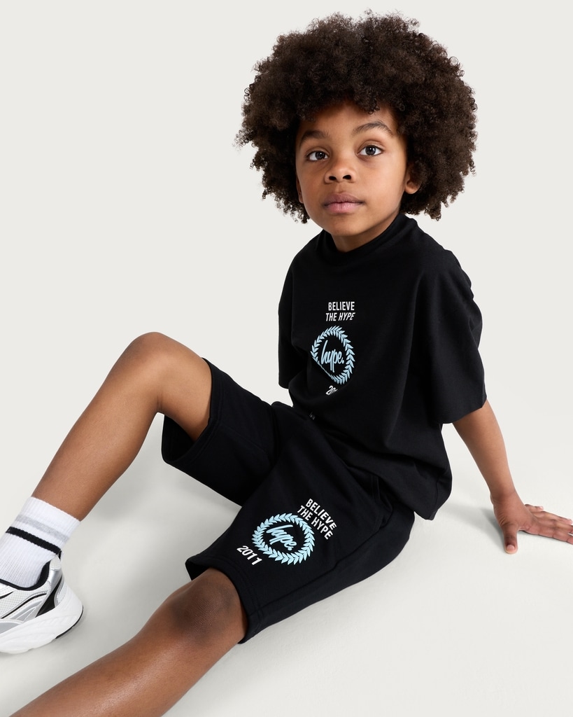 Hype Cotton Rich Slogan Print Shorts in Black thumbnail 5