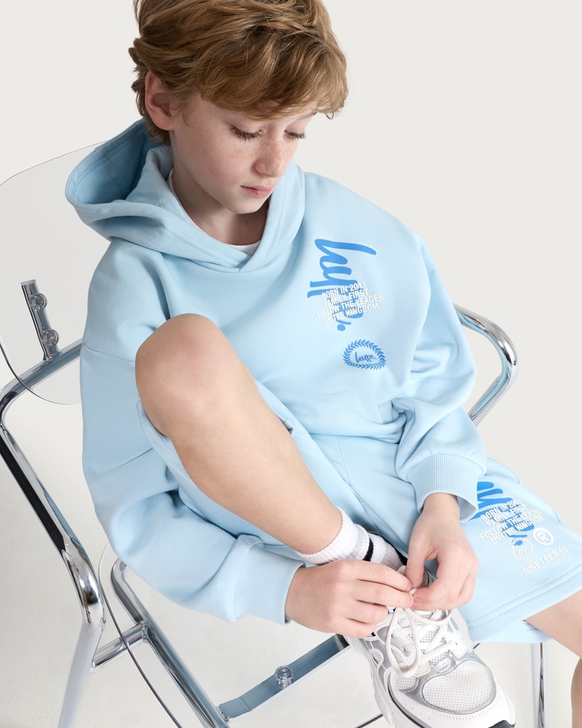 Hype Cotton Rich Slogan Print Shorts in Blue thumbnail 2