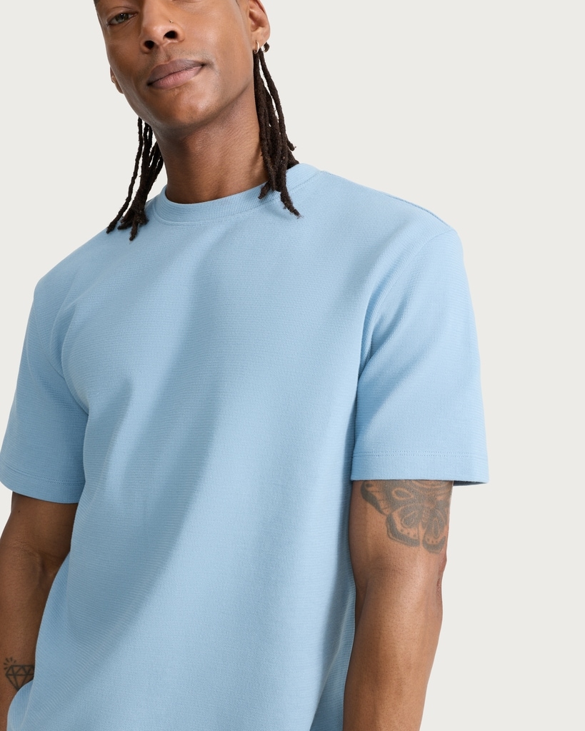 F&F Cotton Rich Textured Crew Neck T-Shirt in Blue