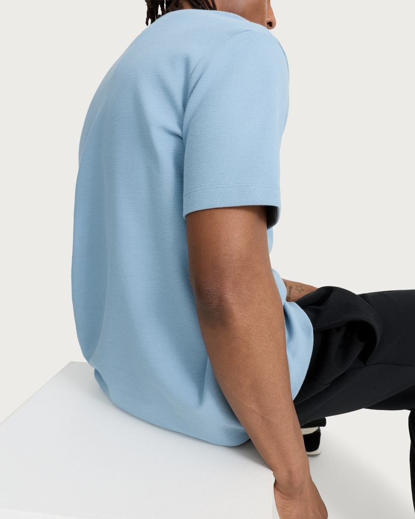 F&F Cotton Rich Textured Crew Neck T-Shirt in Blue thumbnail 2