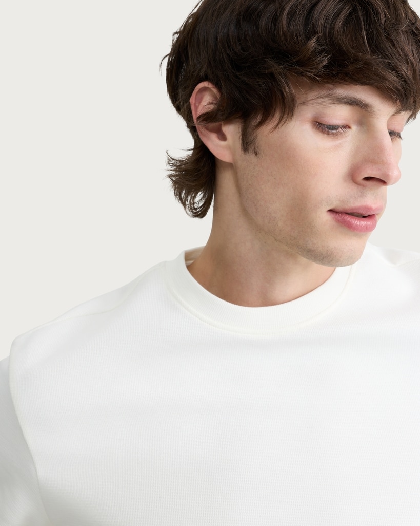 F&F Cotton Rich Textured Crew Neck T-Shirt in Cream