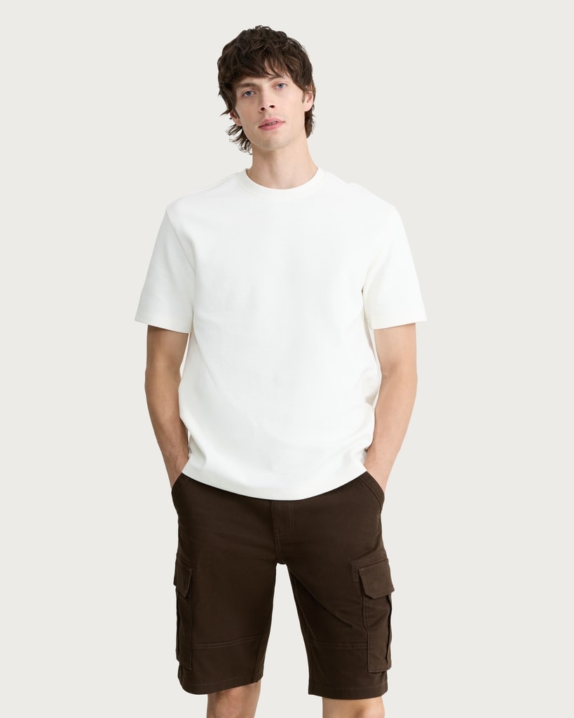 F&F Cotton Rich Textured Crew Neck T-Shirt in Cream thumbnail 2