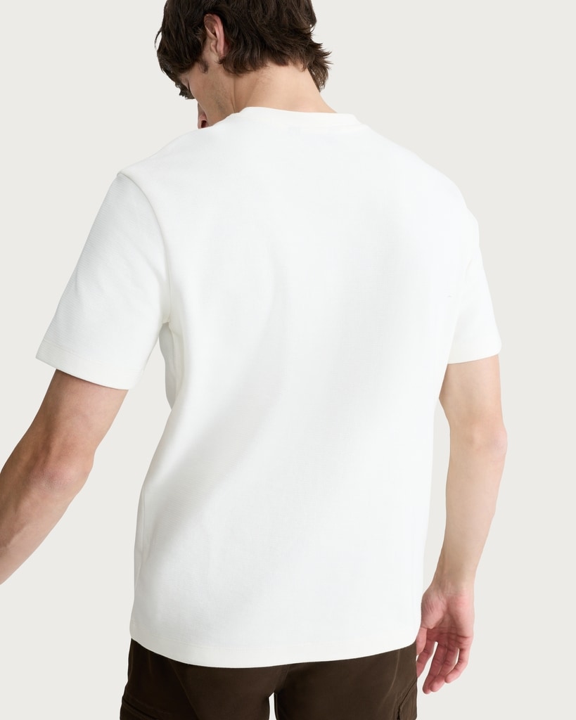 F&F Cotton Rich Textured Crew Neck T-Shirt in Cream thumbnail 3