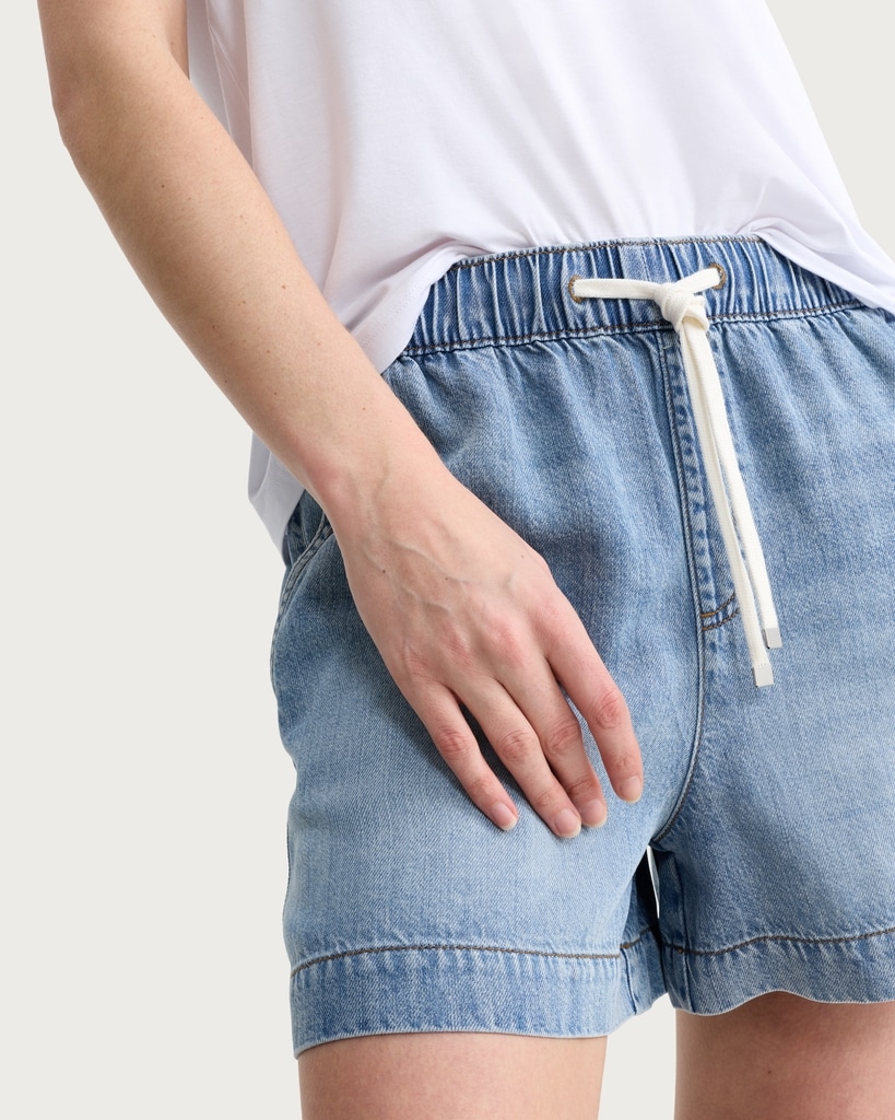 F&F Pure Lyocell Drawstring Shorts in Blue