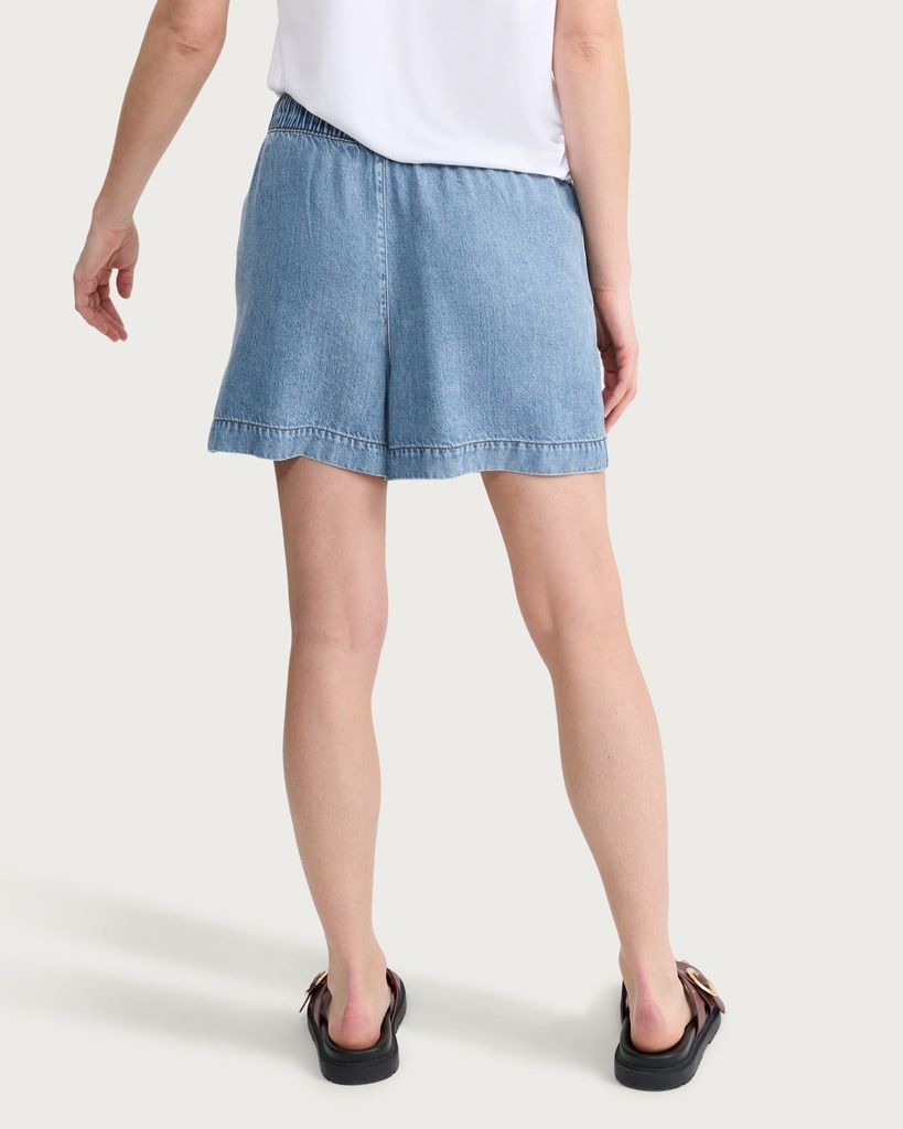F&F Pure Lyocell Drawstring Shorts in Blue thumbnail 3