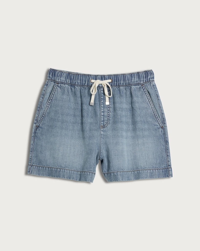 F&F Pure Lyocell Drawstring Shorts in Blue thumbnail 4