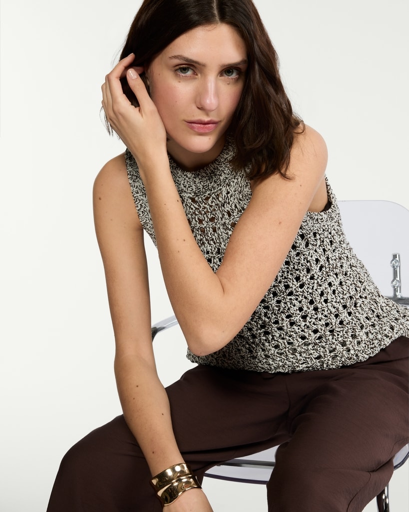 F&F Two Tone Knitted Vest in Multi Brown
