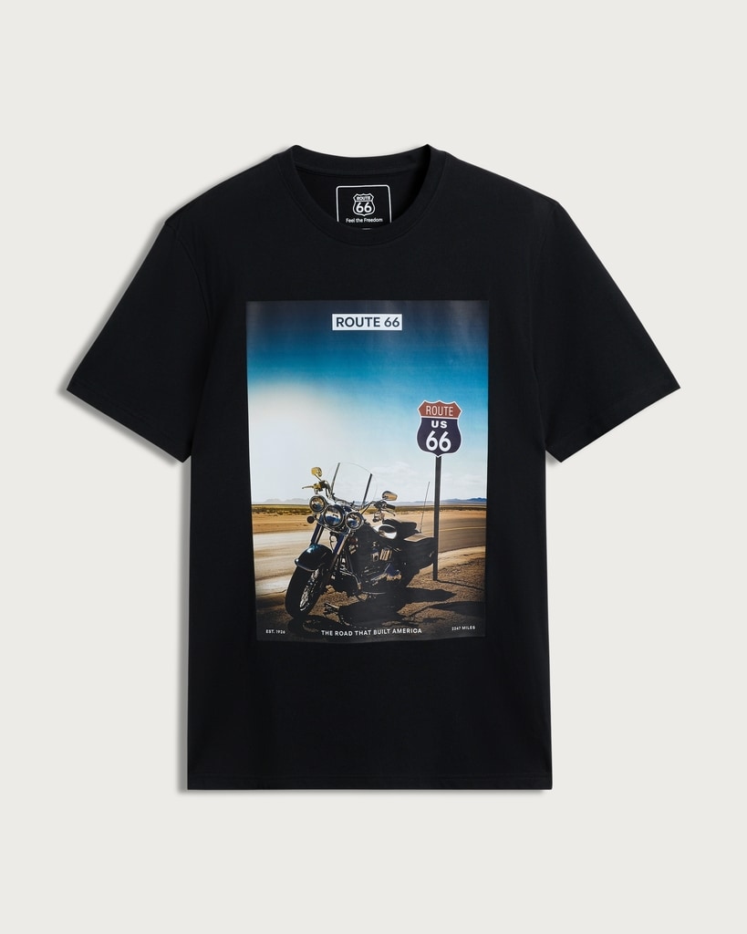 Route 66 Pure Cotton T-Shirt in Black thumbnail 4