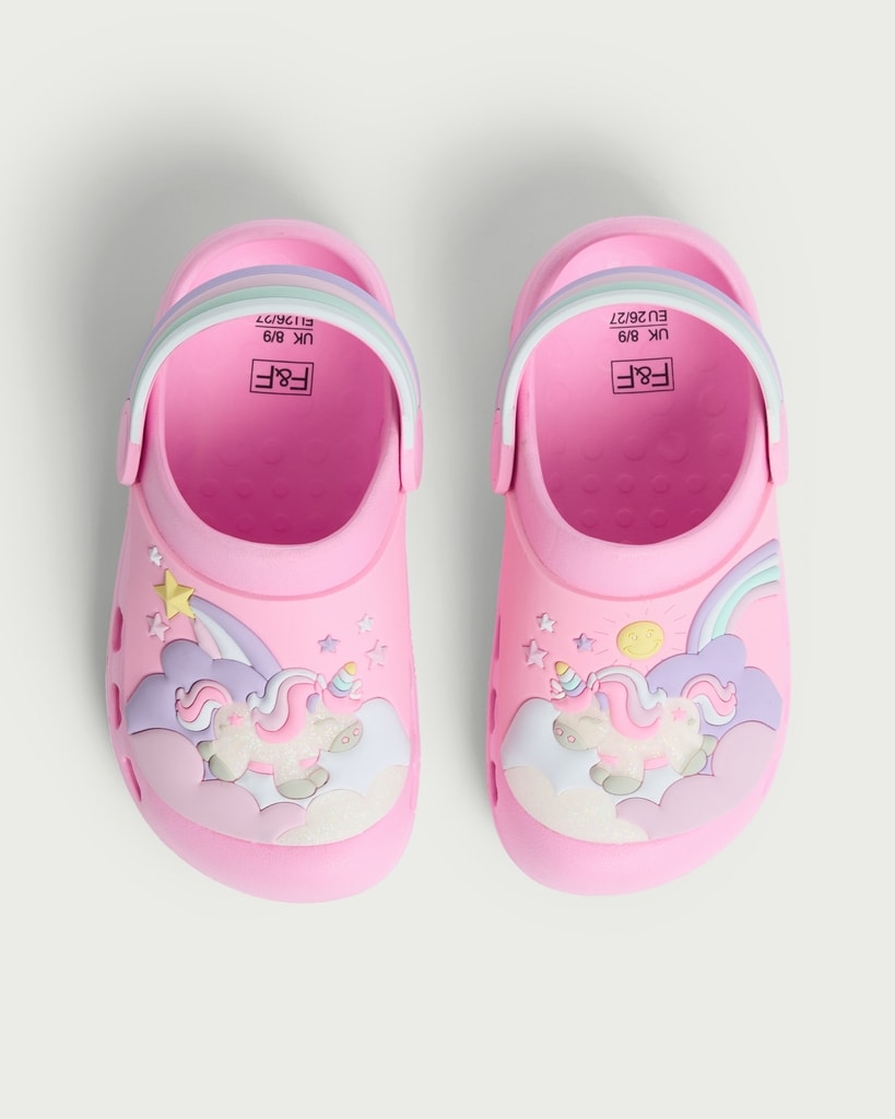 F&F Girls Unicorn Clogs in Pink thumbnail 2