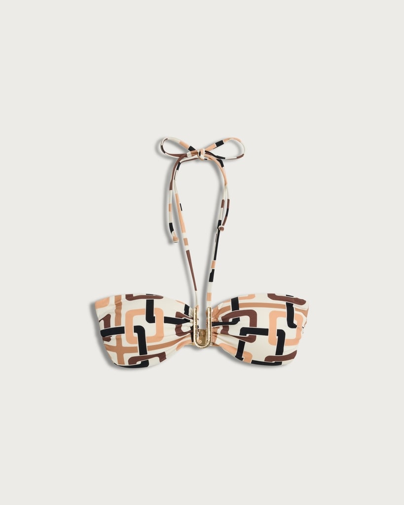 F&F Chain Print Bandeau Bikini Top in Multi Orange thumbnail 4