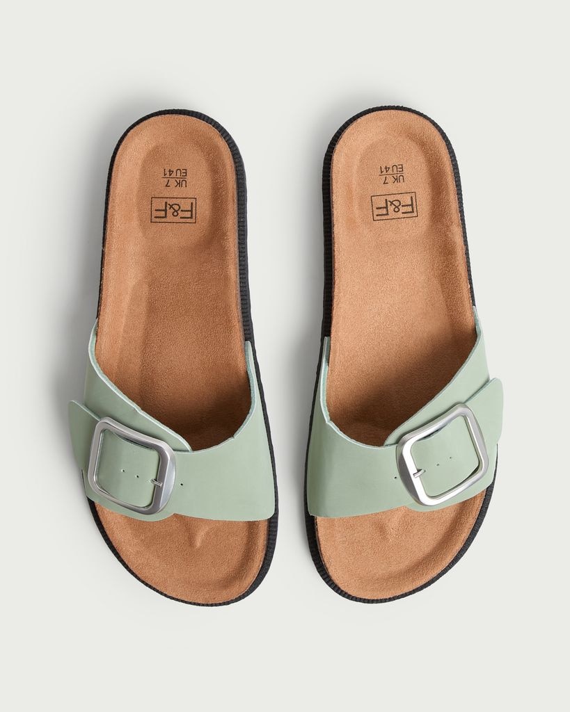F&F Single Strap Buckle Detail Sandals in Mint thumbnail 2