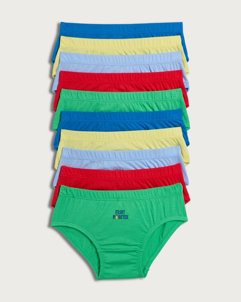 F&F Boys 10-Pack Pure Cotton Fruit Monster Briefs in Multi