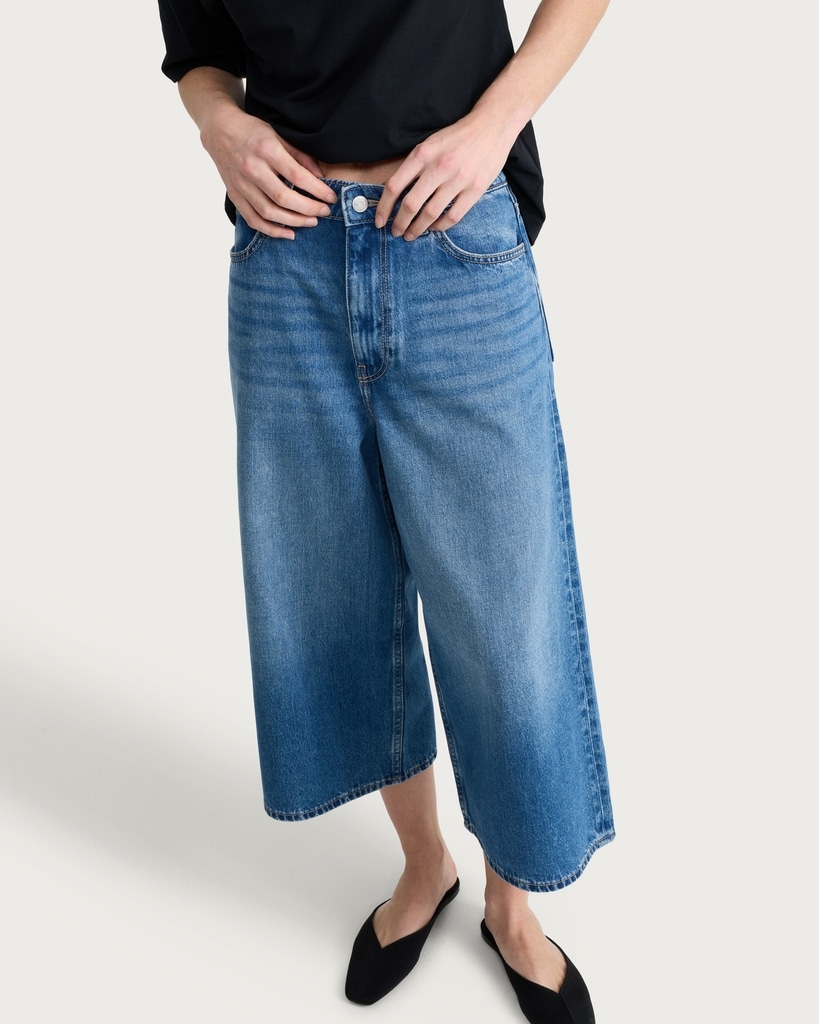 F&F Wide Leg Denim Culottes in Blue