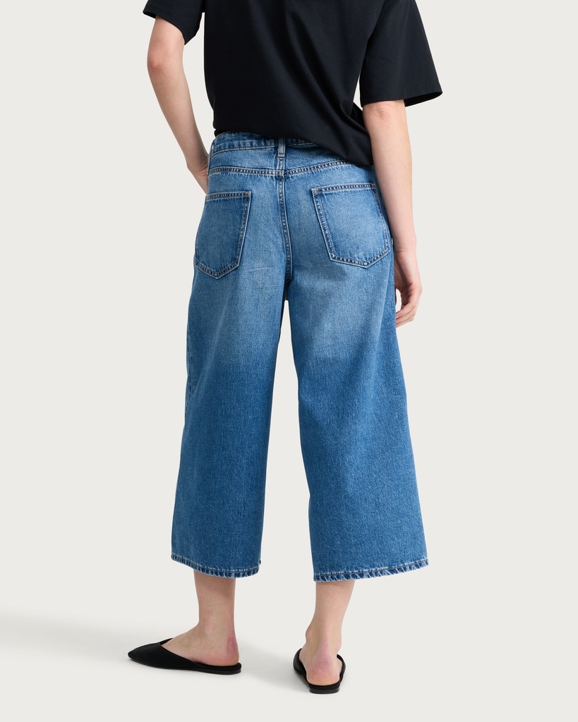F&F Wide Leg Denim Culottes in Blue thumbnail 3