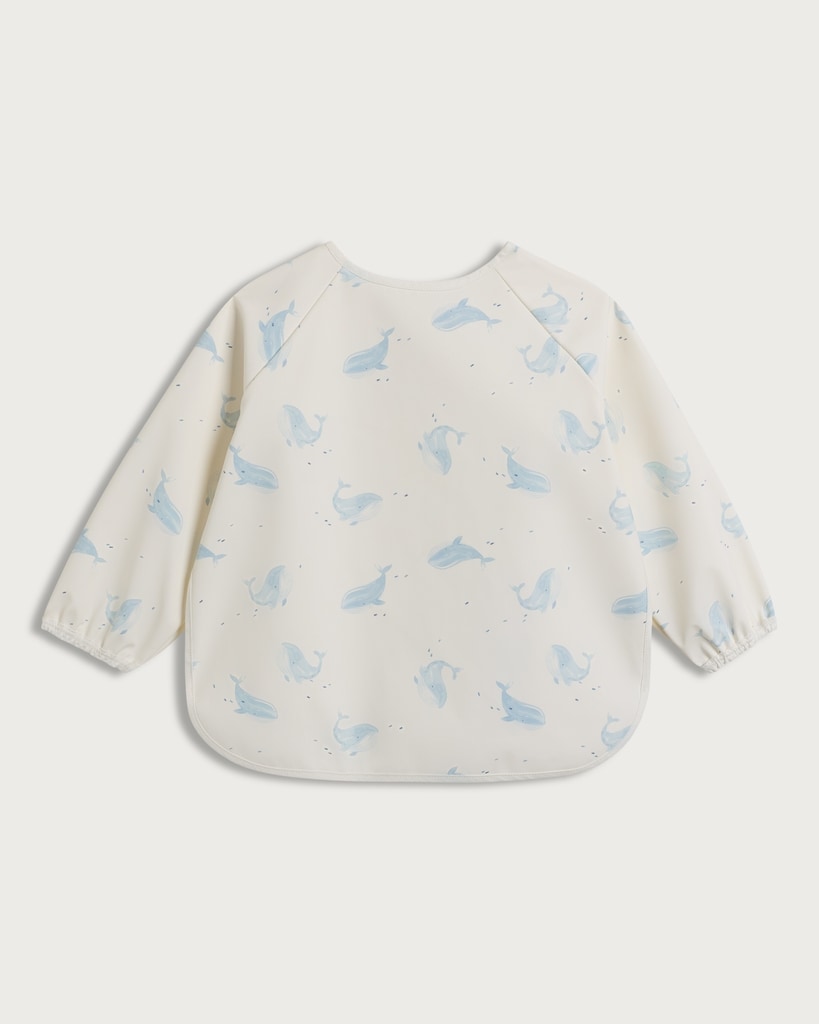 F&F Baby Whale Print Long Sleeved Bib in Blue
