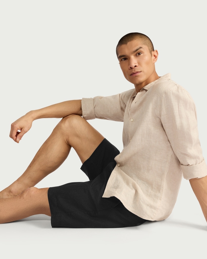 F&F Linen Blend Shorts in Black thumbnail 2