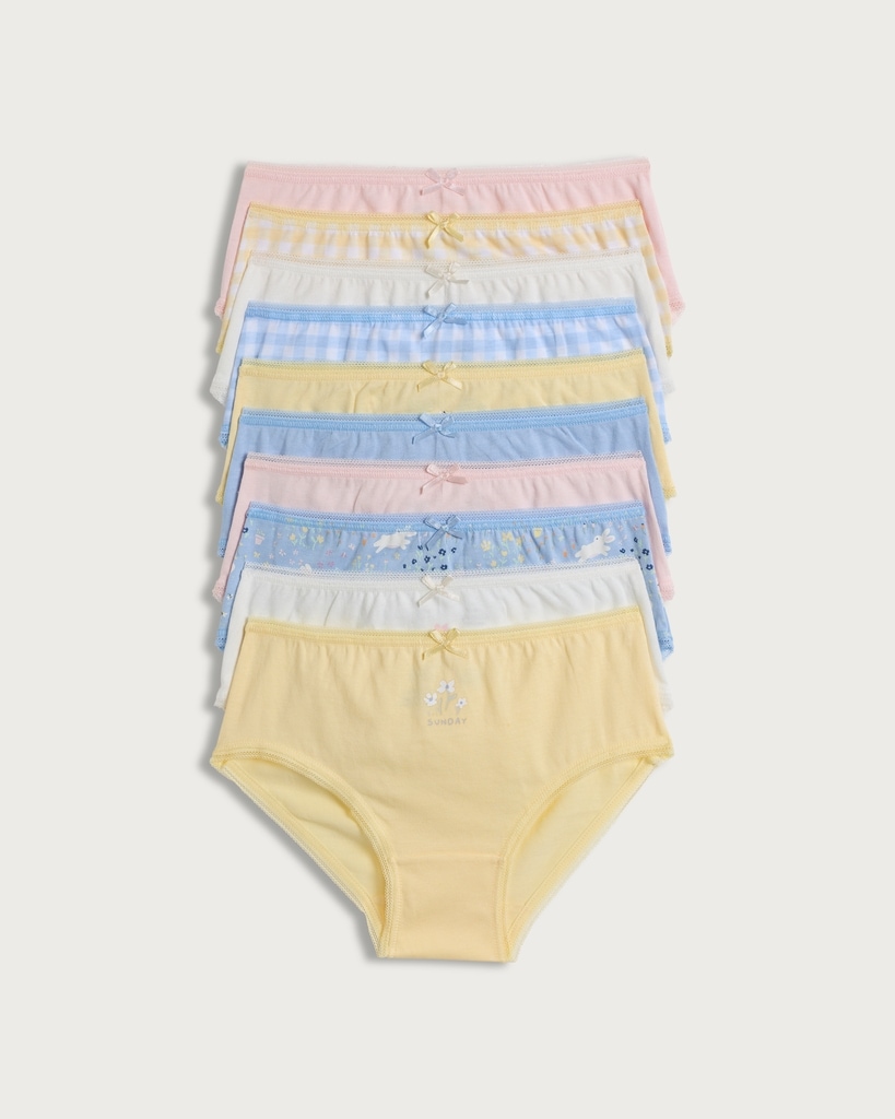 F&F Girls 10-Pack Pure Cotton Floral Days of the Week Briefs in Multi