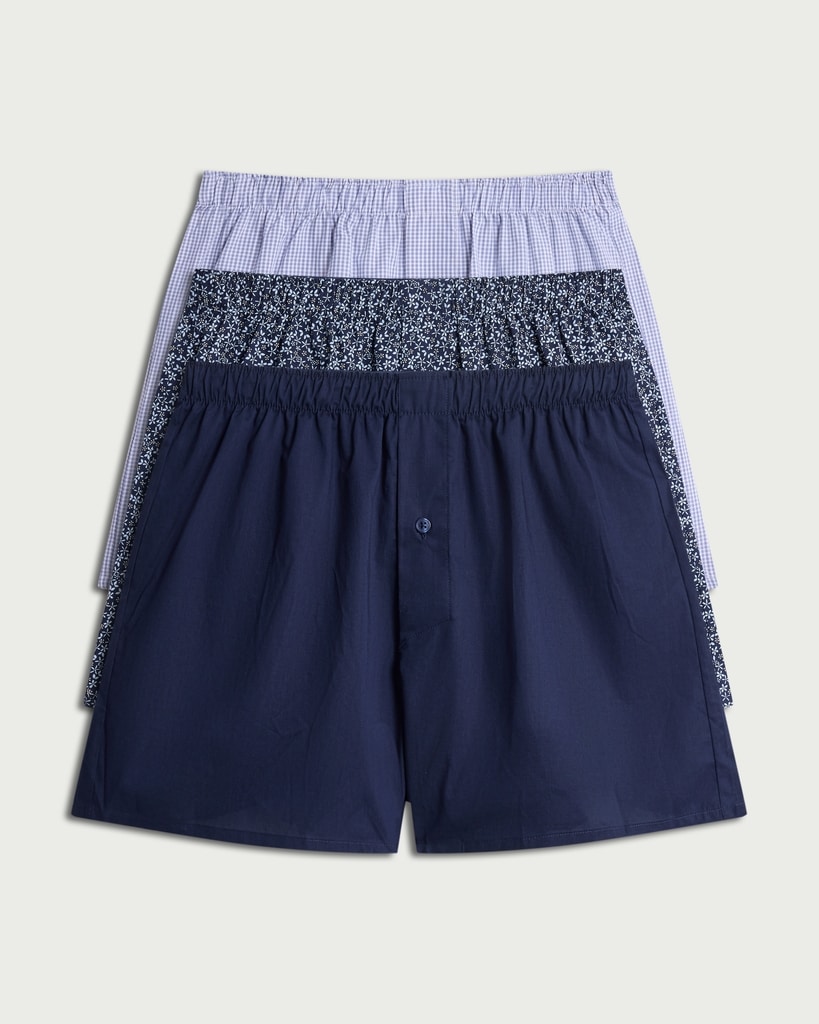 F&F 3-Pack Pure Cotton Patterned Woven Boxers in Multi