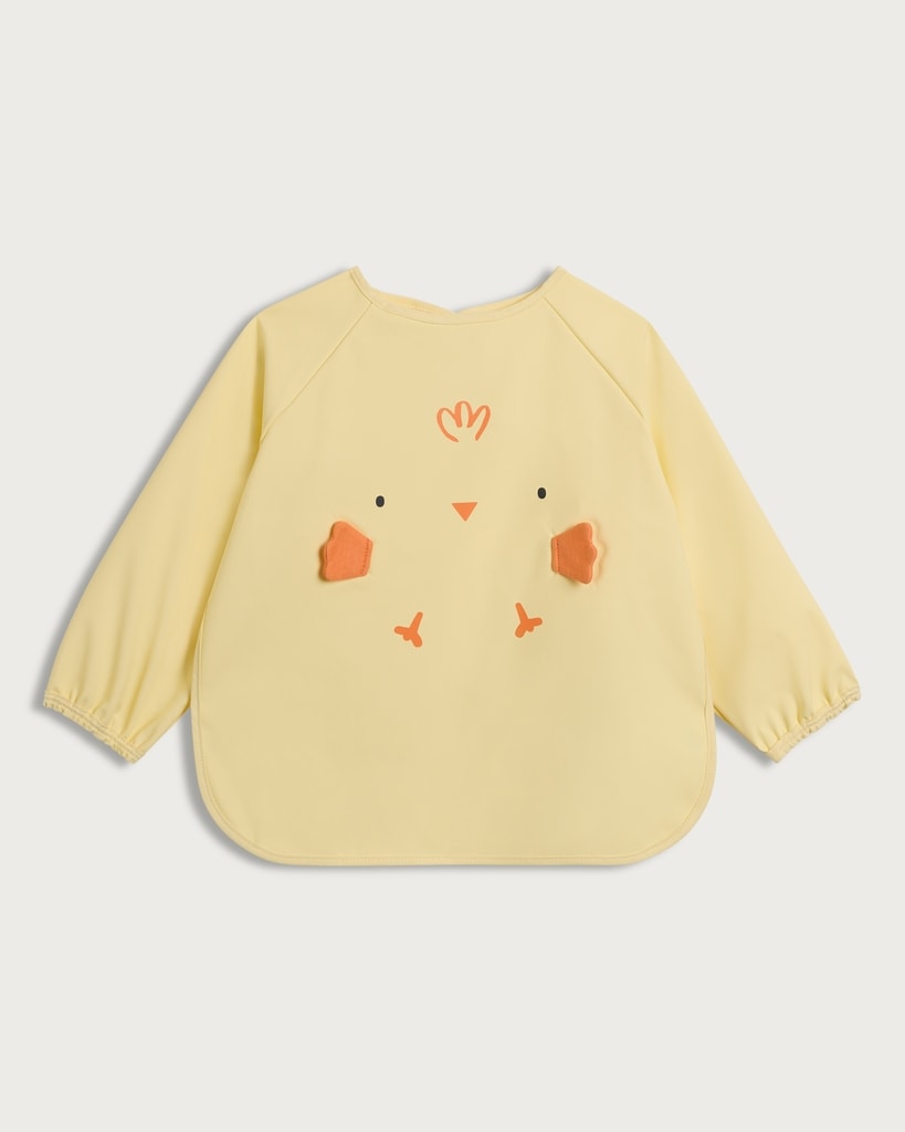 F&F Baby Chick Print Long Sleeved Bib in Yellow