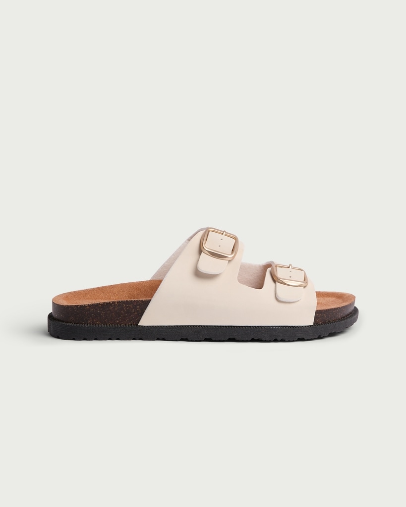 F&F Double Strap Footbed Sandals in Cream