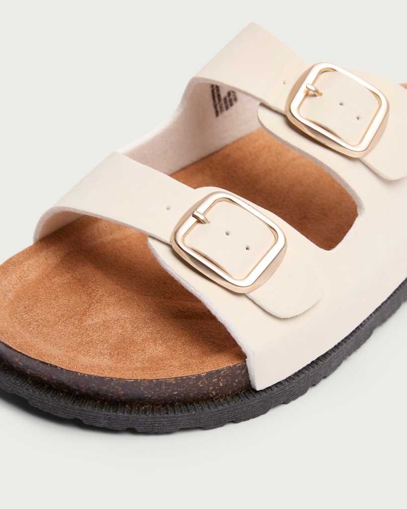 F&F Double Strap Footbed Sandals in Cream thumbnail 3