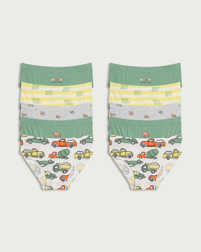F&F Boys 10-Pack Pure Cotton Vehicle Print Briefs in Multi