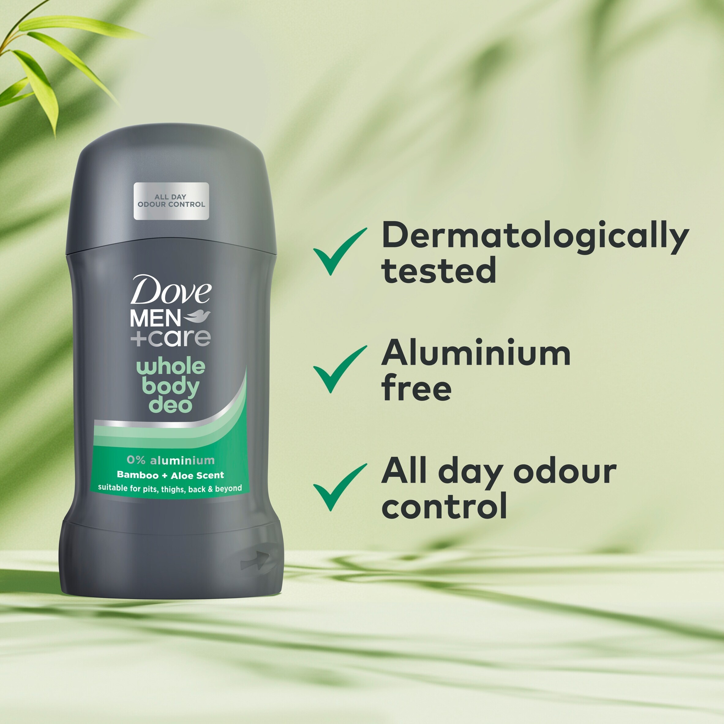 Dove Men+Care Bamboo & Aloe 48h Whole Body Deodorant Stick Odour Control 50ml thumbnail 3
