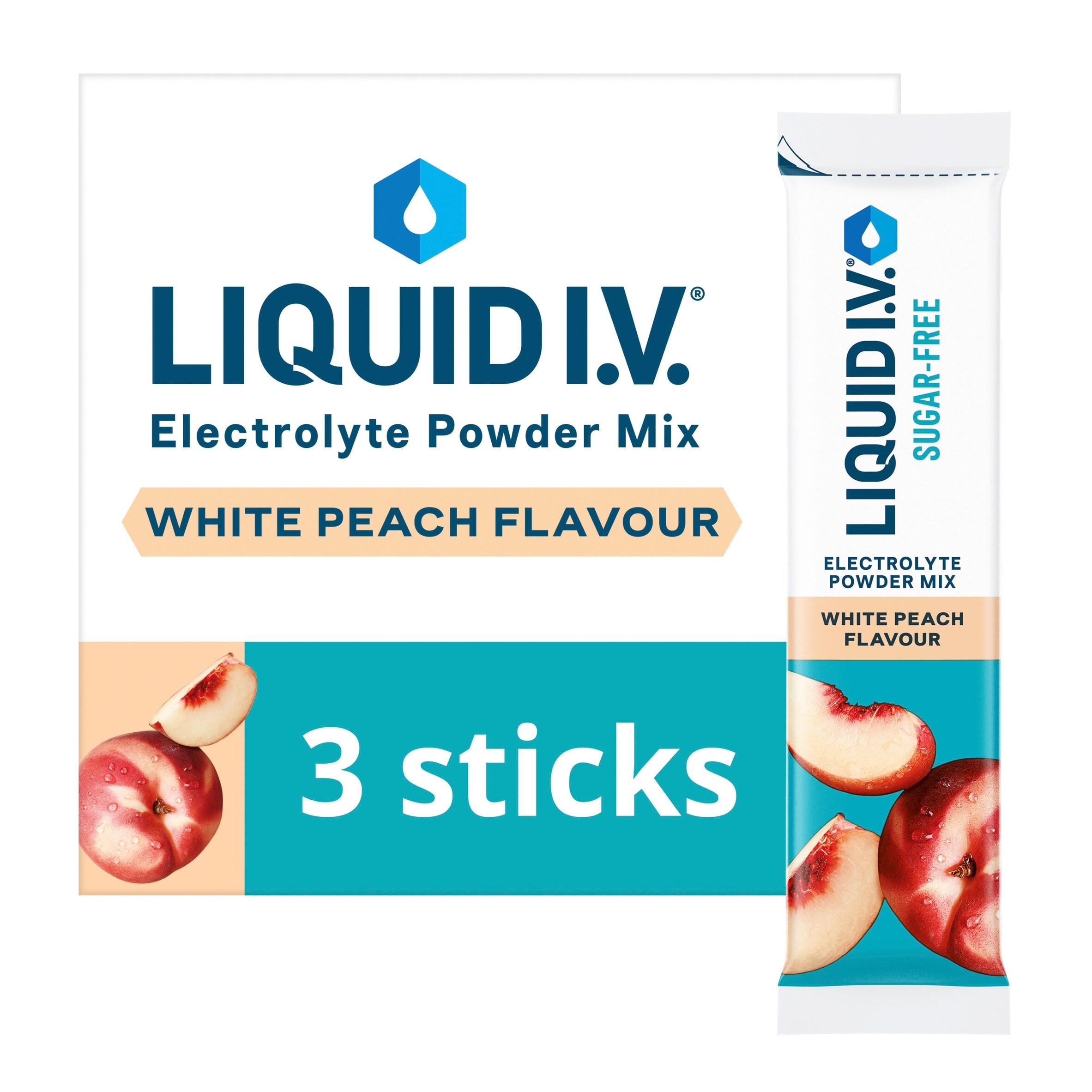 Liquid I.V. Sugar-Free White Peach Electrolyte Powder Mix, 3 Sachets