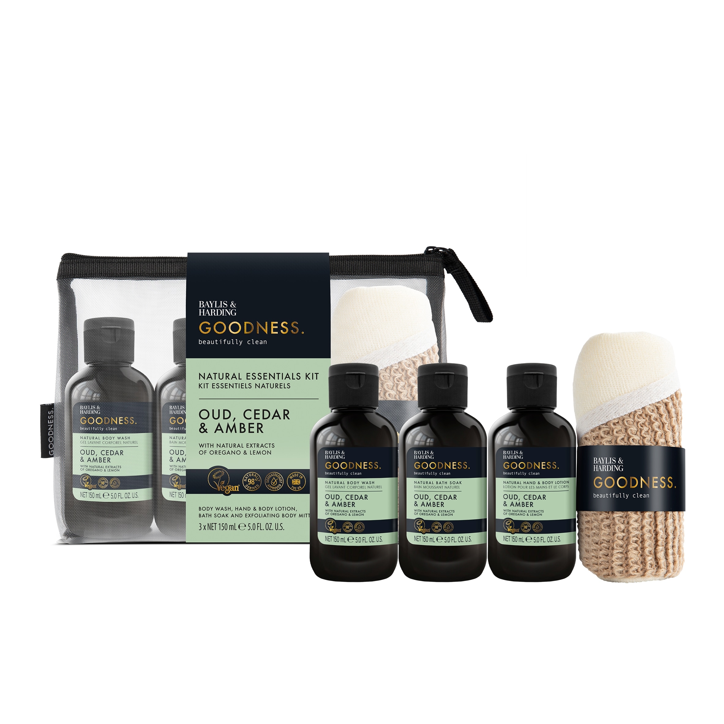 Baylis & Harding Goodness Oud, Cedar & Amber Essentials Gift Set thumbnail 2